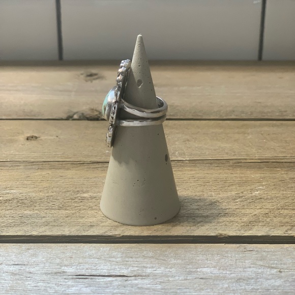 SOLD All the Things Handmade Sterling & Fine Silver & Carico Lake Turquoise Ring - Picture 2 of 2